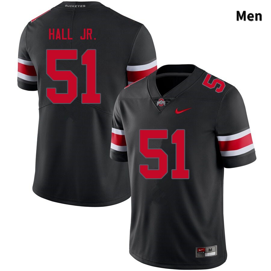 Ohio State Buckeyes Michael Hall Jr. Men's #51 Blackout Authentic Stitched College Football Jersey